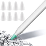 8 PCS Rutschfeste Stummschalt- und Verschleißfeste Spitzenabdeckung für Apple Pencil 1 / 2, Dunkelblau, Minzgrün, Transparent, Weiß