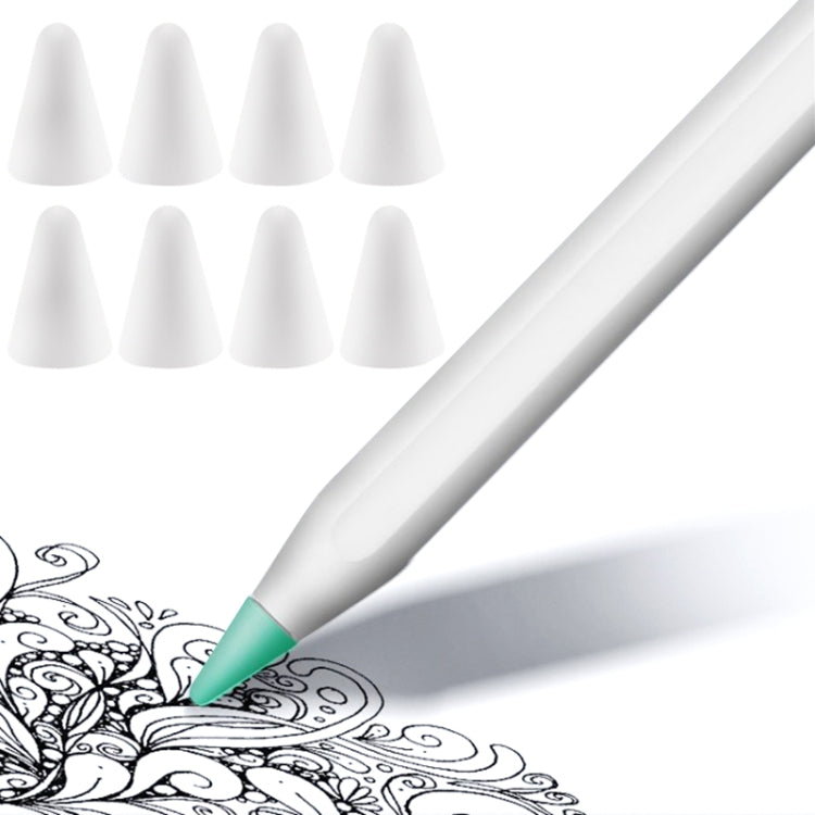 8 PCS Rutschfeste Stummschalt- und Verschleißfeste Spitzenabdeckung für Apple Pencil 1 / 2, Dunkelblau, Minzgrün, Transparent, Weiß