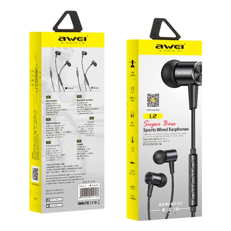 awei L2 3,5mm Stecker In-Ear kabelgebundene Stereo-Ohrhörer mit Mikrofon