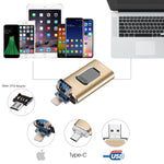 Richwell 3 in 1 128G Typ-C + 8-Pin + USB 3.0 Metall Push-Pull Flash-Laufwerk mit OTG-Funktion