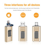 Richwell 3 in 1 128G Typ-C + 8-Pin + USB 3.0 Metall Push-Pull Flash-Laufwerk mit OTG-Funktion