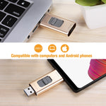 Richwell 3 in 1 128G Typ-C + 8-Pin + USB 3.0 Metall Push-Pull Flash-Laufwerk mit OTG-Funktion