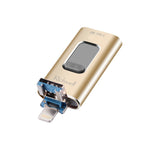Richwell 3 in 1 128G Typ-C + 8-Pin + USB 3.0 Metall Push-Pull Flash-Laufwerk mit OTG-Funktion