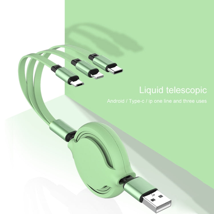 3.5A Flüssigsilikon 3 in 1 USB zu USB-C / Type-C + 8Pin + Micro USB Einziehbares Daten-Sync-Ladekabel