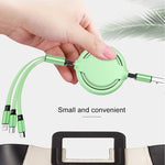 3.5A Flüssigsilikon 3 in 1 USB zu USB-C / Type-C + 8Pin + Micro USB Einziehbares Daten-Sync-Ladekabel