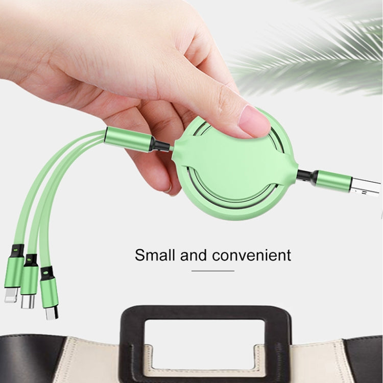 3.5A Flüssigsilikon 3 in 1 USB zu USB-C / Type-C + 8Pin + Micro USB Einziehbares Daten-Sync-Ladekabel