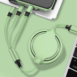 3.5A Flüssigsilikon 3 in 1 USB zu USB-C / Type-C + 8Pin + Micro USB Einziehbares Daten-Sync-Ladekabel