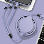 3.5A Flüssigsilikon 3 in 1 USB zu USB-C / Type-C + 8Pin + Micro USB Einziehbares Daten-Sync-Ladekabel