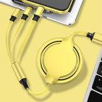3.5A Flüssigsilikon 3 in 1 USB zu USB-C / Type-C + 8Pin + Micro USB Einziehbares Daten-Sync-Ladekabel