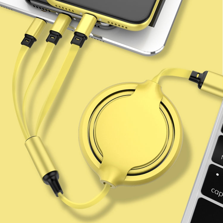 3.5A Flüssigsilikon 3 in 1 USB zu USB-C / Type-C + 8Pin + Micro USB Einziehbares Daten-Sync-Ladekabel