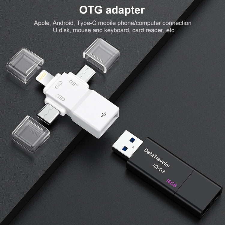 USB 2.0 zu 8-Pin + USB-C / Typ-C + Micro USB OTG Adapter