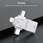 USB 2.0 zu 8-Pin + USB-C / Typ-C + Micro USB OTG Adapter