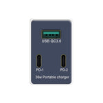 WLX-X3 36W 90 Degrees Foldable Pin Portable Multi-function USB Charger, US Plug