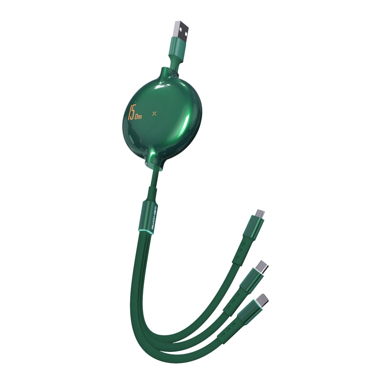 WK WDC-124 3A 3 in 1 8 Pin + Typ-C / USB-C + Micro USB Bona Serie Teleskopisches Lade-Datenkabel, Länge: 1,5m