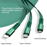 WK WDC-124 3A 3 in 1 8 Pin + Typ-C / USB-C + Micro USB Bona Serie Teleskopisches Lade-Datenkabel, Länge: 1,5m