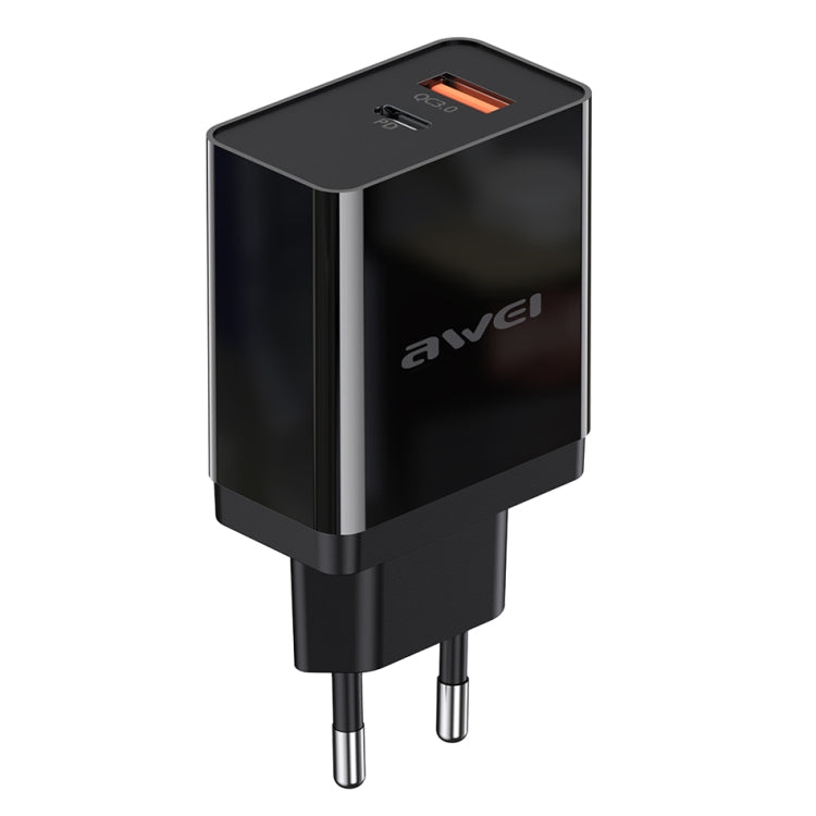 awei C-980 18W PD USB-C / Typ-C + QC 3.0 USB-Schnittstelle Schnelllade-Reise-Ladegerät, EU Stecker