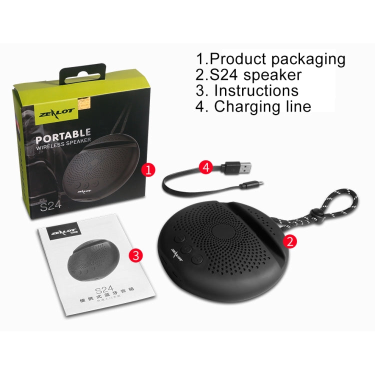ZEALOT S24 Tragbarer Stereo-Bluetooth-Lautsprecher mit Trageband und mobilem Kartensteckplatzhalter, unterstützt Freisprechen und TF-Karte, S24