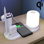 WS6 10W 2 USB-Anschlüsse + USB-C / Typ-C Anschluss Multifunktions-Schreibtischlampe + Qi Kabelloses Ladegerät