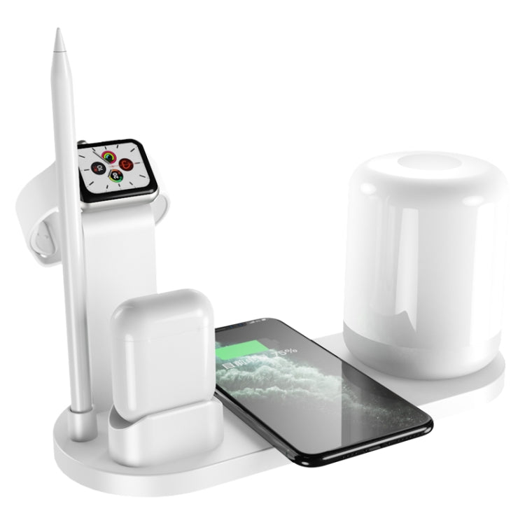 WS6 10W 2 USB-Anschlüsse + USB-C / Typ-C Anschluss Multifunktions-Schreibtischlampe + Qi Kabelloses Ladegerät