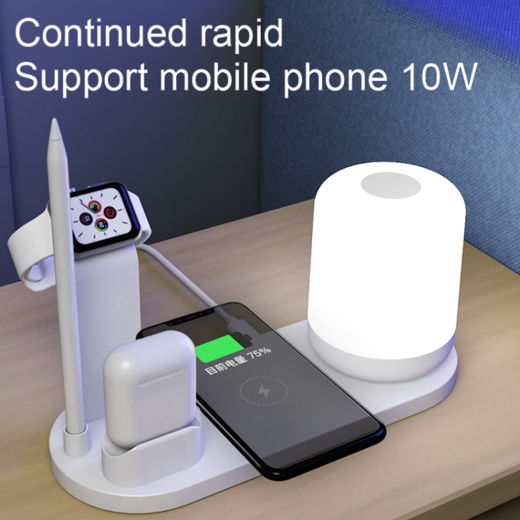 WS6 10W 2 USB-Anschlüsse + USB-C / Typ-C Anschluss Multifunktions-Schreibtischlampe + Qi Kabelloses Ladegerät