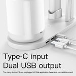 WS6 10W 2 USB-Anschlüsse + USB-C / Typ-C Anschluss Multifunktions-Schreibtischlampe + Qi Kabelloses Ladegerät