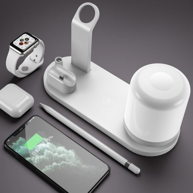 WS6 10W 2 USB-Anschlüsse + USB-C / Typ-C Anschluss Multifunktions-Schreibtischlampe + Qi Kabelloses Ladegerät
