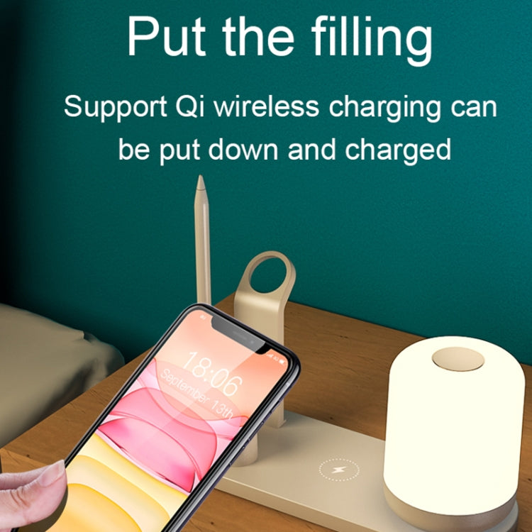 WS6 10W 2 USB-Anschlüsse + USB-C / Typ-C Anschluss Multifunktions-Schreibtischlampe + Qi Kabelloses Ladegerät