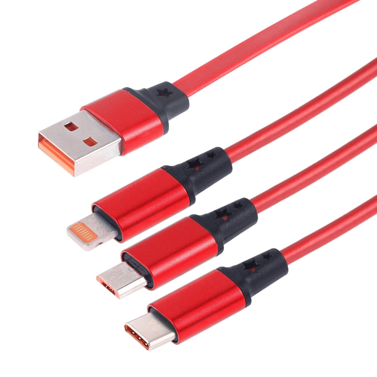 1,2m 3 in 1 USB zu USB-C / Typ-C + 8Pin + Micro USB Einziehbares Daten-Sync-Ladekabel