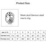 Ring aus Titanstahl im europäischen und amerikanischen Punk-Gothic-Rock-Stil mit Totenkopfmaske, US-Größe: 7, Durchmesser: 17,4 mm, Umfang: 55 mm