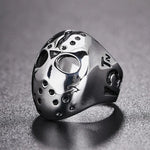Herrenring aus Titanstahl im europäischen und amerikanischen Punk-Gothic-Rock-Stil mit Totenkopfmaske, US-Größe: 11, Durchmesser: 20,7 mm, Umfang: 65 mm