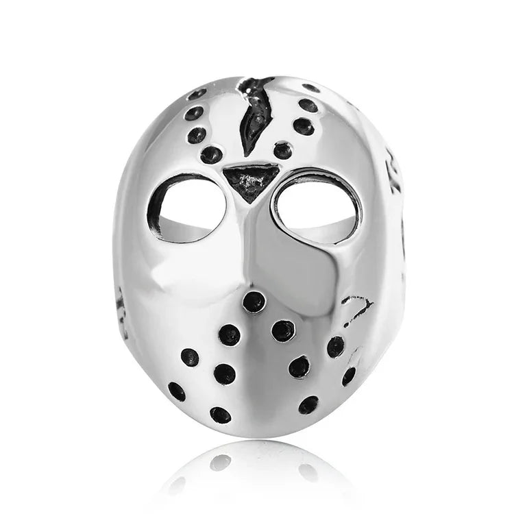 Herrenring aus Titanstahl im europäischen und amerikanischen Punk-Gothic-Rock-Stil mit Totenkopfmaske, US-Größe: 11, Durchmesser: 20,7 mm, Umfang: 65 mm