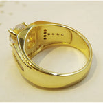 Modischer Herrenring im Business-Stil, 18 Karat Weißgold plattiert, mit AAA-Zirkonia, Größe: 7, Durchmesser: 17,3 mm, Umfang: 54,5 mm