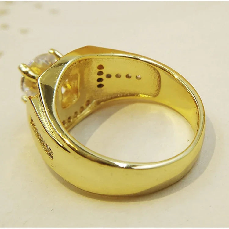 Modischer Herrenring im Business-Stil, 18 Karat Weißgold plattiert, mit AAA-Zirkonia, Größe: 8, Durchmesser: 18,1 mm, Umfang: 57 mm