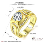 Modischer Herrenring im Business-Stil, 18 Karat Weißgold plattiert, mit AAA-Zirkonia, Größe: 8, Durchmesser: 18,1 mm, Umfang: 57 mm