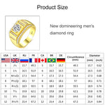 Modischer Herrenring im neuen Stil, vergoldet mit AAA-Zirkonia und Strasssteinen, Größe: 7, Durchmesser: 17,3 mm, Umfang: 54,4 mm