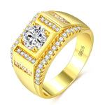 Fashion New Style vergoldet + AAA Zirkonia eingelegter Strass Herren Diamantring, Größe: 9, Durchmesser: 18,9mm, Umfang: 59,5mm, Durchmesser: 18,9mm