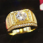 Fashion New Style vergoldet + AAA Zirkonia eingelegter Strass Herren Diamantring, Größe: 9, Durchmesser: 18,9mm, Umfang: 59,5mm, Durchmesser: 18,9mm