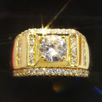 Fashion New Style vergoldet + AAA Zirkonia eingelegter Strass Herren Diamantring, Größe: 9, Durchmesser: 18,9mm, Umfang: 59,5mm, Durchmesser: 18,9mm