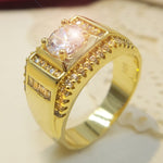 Fashion New Style vergoldet + AAA Zirkonia eingelegter Strass Herren Diamantring, Größe: 9, Durchmesser: 18,9mm, Umfang: 59,5mm, Durchmesser: 18,9mm