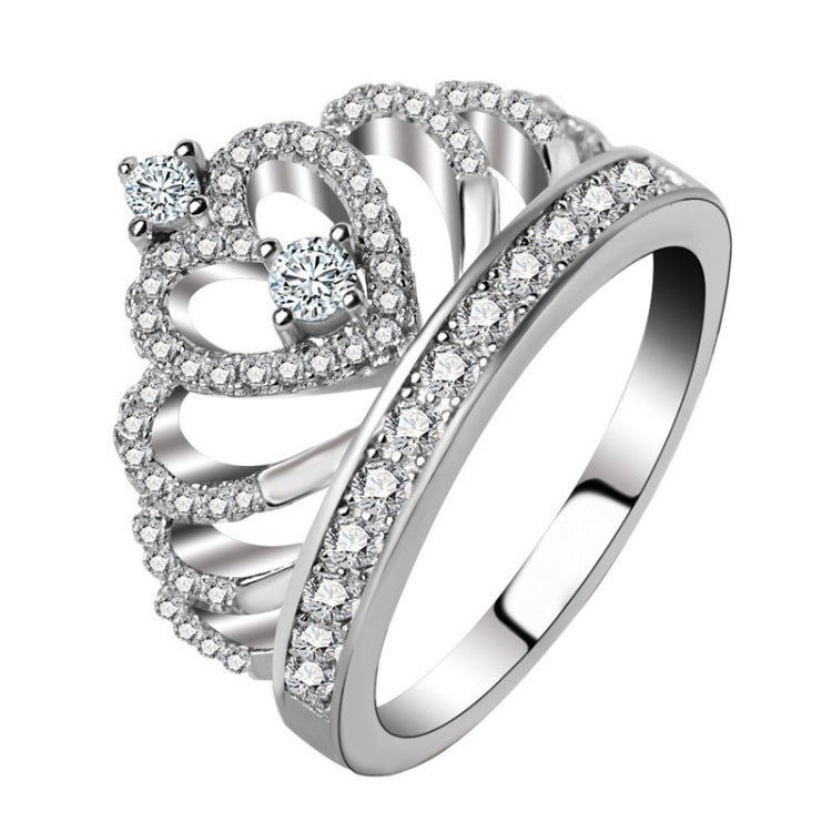 Prinzessin Königin Kronenförmiger, platinbeschichteter Zirkonring, US-Größe: 9, Durchmesser: 18,9 mm, Umfang: 59,5 mm, 9