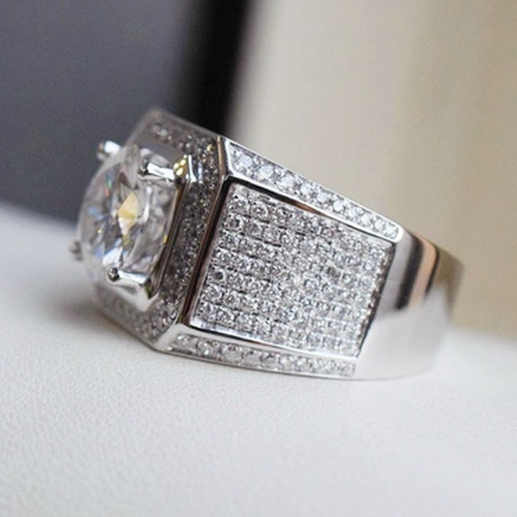 Modischer voll mit Strass besetzter Mikro-Einlege-Silberring, US-Größe: 8, Durchmesser: 17,4 mm, Umfang: 55 mm, 8
