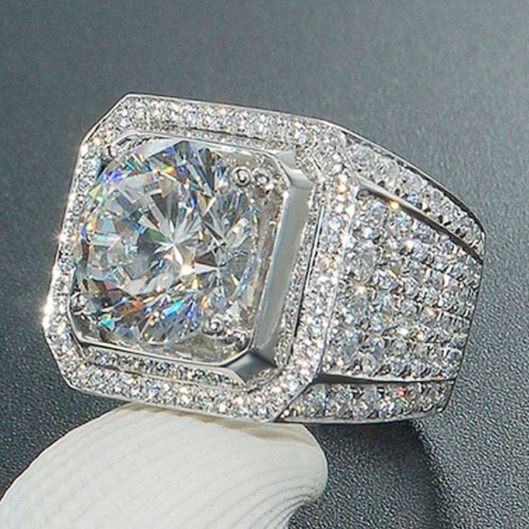 Modischer voll mit Strass besetzter Mikro-Einlege-Silberring, US-Größe: 8, Durchmesser: 17,4 mm, Umfang: 55 mm, 8
