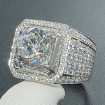 Modischer silberner Ring mit Strass-Mikro-Einsätzen, US-Größe: 9, Durchmesser: 19 mm, Umfang: 59,8 mm