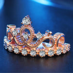 Prinzessinnen-Königinnen-Ring in Kronenform, roségoldplattiert, Zirkonia, US-Größe: 6, Durchmesser: 16,5 mm, Umfang: 51,9 mm, 6