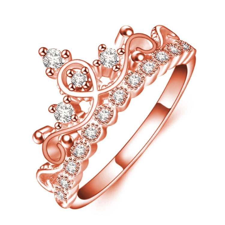 Prinzessin Königin Kronenförmiger Roségold-beschichteter Zirkonring, US-Größe: 7, Durchmesser: 17,3mm, Umfang: 54,4mm, 7