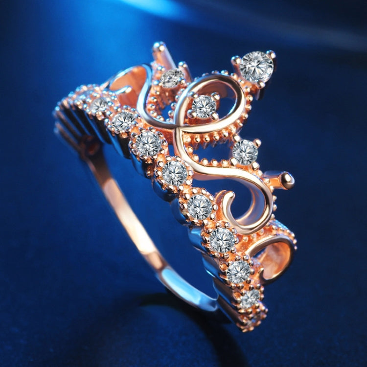 Prinzessin Königin Kronenförmiger Roségold-beschichteter Zirkonring, US-Größe: 7, Durchmesser: 17,3mm, Umfang: 54,4mm, 7