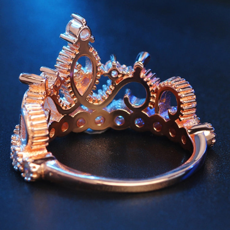 Prinzessin Königin Kronenförmiger Roségold-beschichteter Zirkonring, US-Größe: 7, Durchmesser: 17,3mm, Umfang: 54,4mm, 7