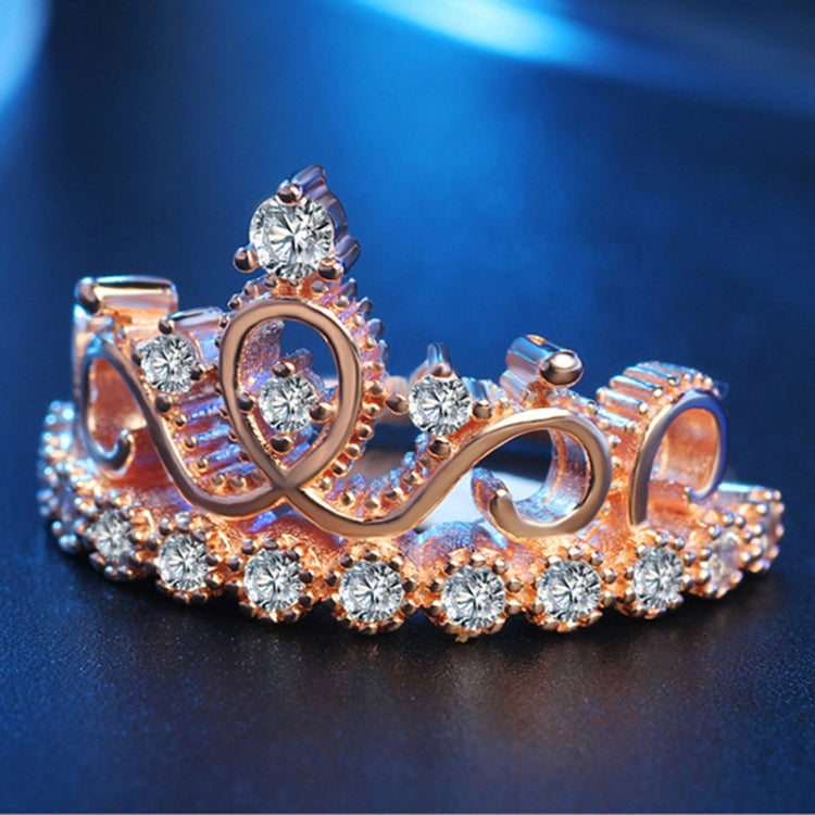 Prinzessin Königin Krone geformter Roségold plattierter Zirkonring, US-Größe: 10, Durchmesser: 19,8 mm, Umfang: 62,1 mm, 10