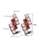 1 Pair Of 18 k Gold Irregular Geometrical Sterling Silver Crystal Stud Earring For Women, 21*9 mm, Red, Blue