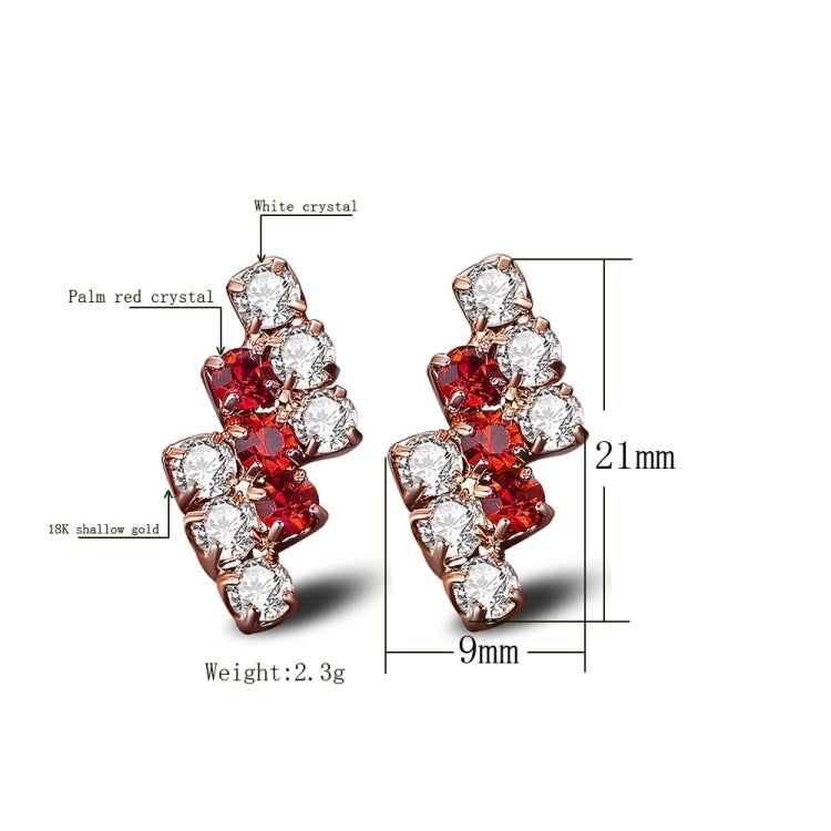 1 Pair Of 18 k Gold Irregular Geometrical Sterling Silver Crystal Stud Earring For Women, 21*9 mm, Red, Blue